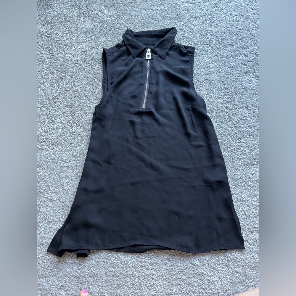 Michael Kors Black Sleeveless Polo Collar Mini Dress